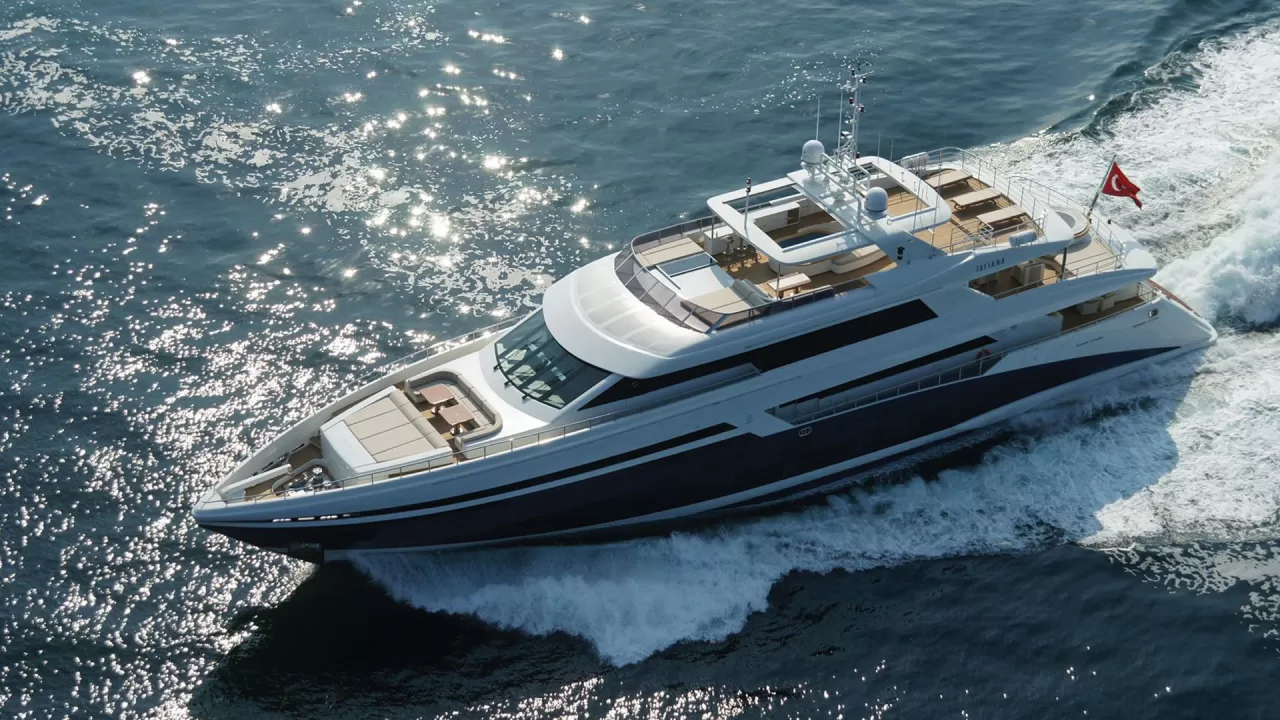 Bilgin 145 Tatiana (Launched in 2011, the 45-meter Tatiana is a stunning superyacht featuring a powerful, dynamic design from the visionary Joachim Kinder. Her sleek, fluent lines and dark hull create a sophisticated and sporty profile that stands out on the water.)