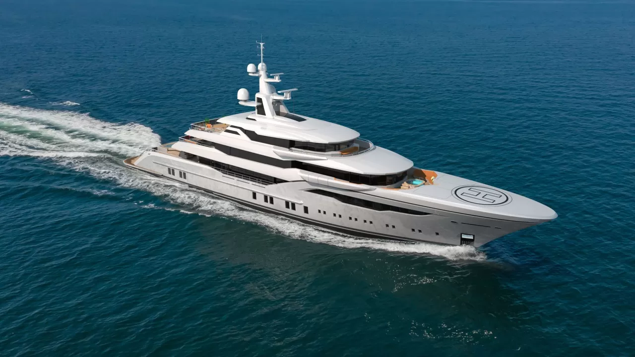 BILGIN 243 (The Bilgin 243 is a masterpiece of aerodynamic grace. Her exterior, defined by clean, athletic shapes and striking vertical windows, projects a sense of power and sophistication. This is a yacht designed for a seamless blend of expansive indoor luxury and a dynamic life on the open water.)